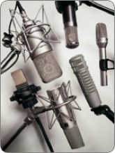 A selection of recording studio microphones